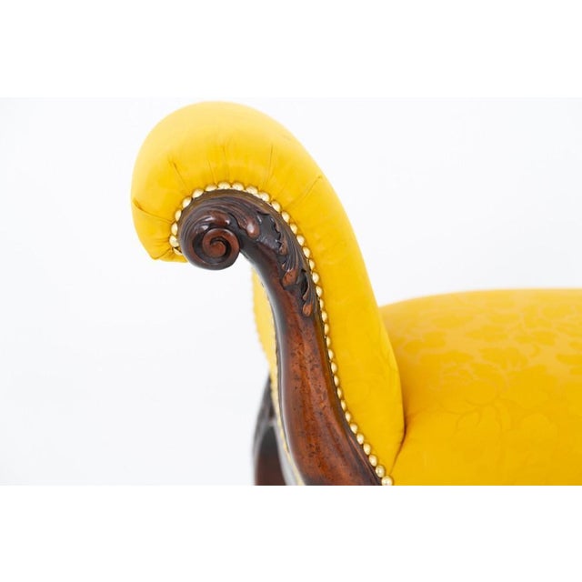A fine pair of Hepplewhite style mahogany window seats, raised upon elegant cabriole legs with carved knees and toes Circa...