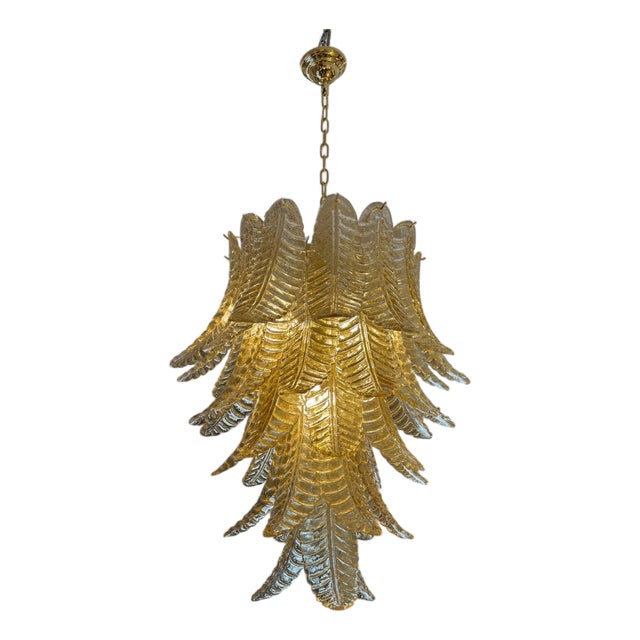 Golden Fern Lamp in Murano Glass, 1960s For Sale
