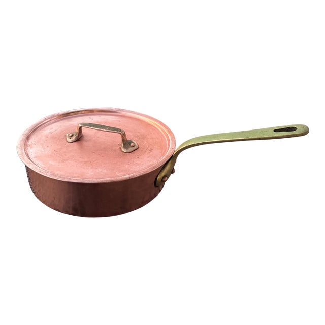 Bazaar Francais New York '666' Copper Fry Pan With Lid 8" Made in France For Sale