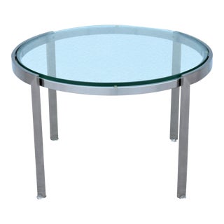 Mid-Century Modern Style Geiger Metal Series Round Clear Glass Top Coffee Table For Sale