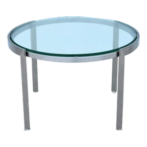 Mid-Century Modern Style Geiger Metal Series Round Clear Glass Top Coffee Table