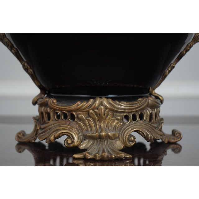 French Style Bronze & Porcelain Center Bowl For Sale - Image 9 of 11