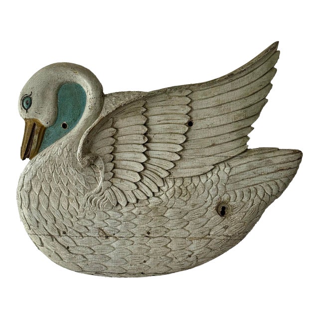Early 20th Century Hand Carved Swan From a Carousel For Sale