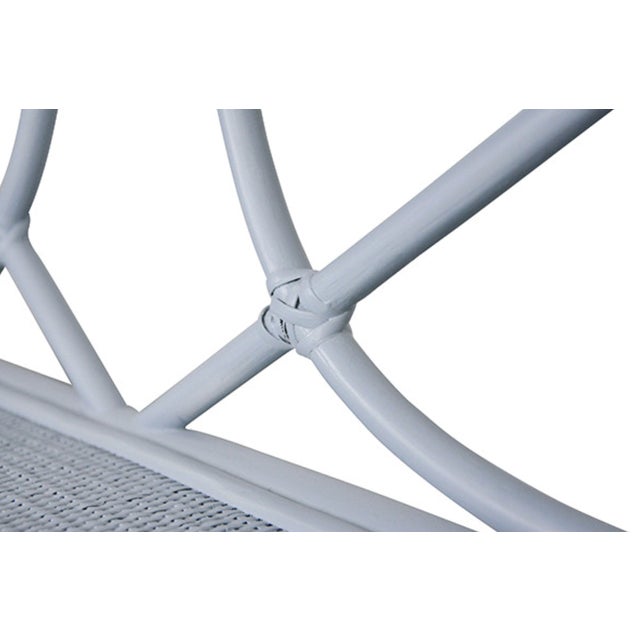 Wood Matthew Izzo Home Danielle Light Blue Rattan Four Shelf Etagere With Decorative Back For Sale - Image 7 of 8