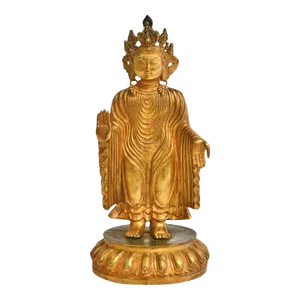 Tibetan Protection Buddha Udanaya 13" Gilt Bronze Statue