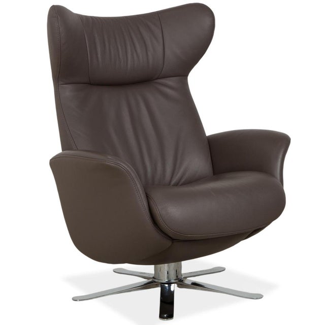 Gray Grey Taupe Joop 8115 Leather Armchair with Manual Function For Sale - Image 8 of 8