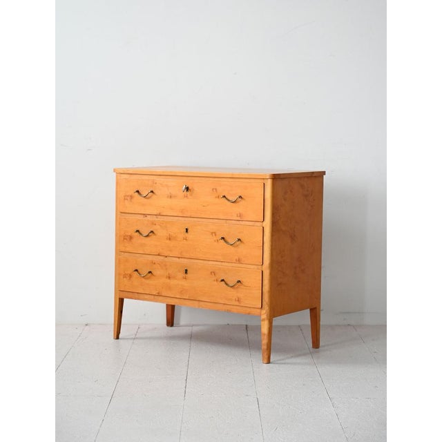 Vintage Scandinavian Chest of Drawers in Birch Burl, 1960s For Sale - Image 4 of 9