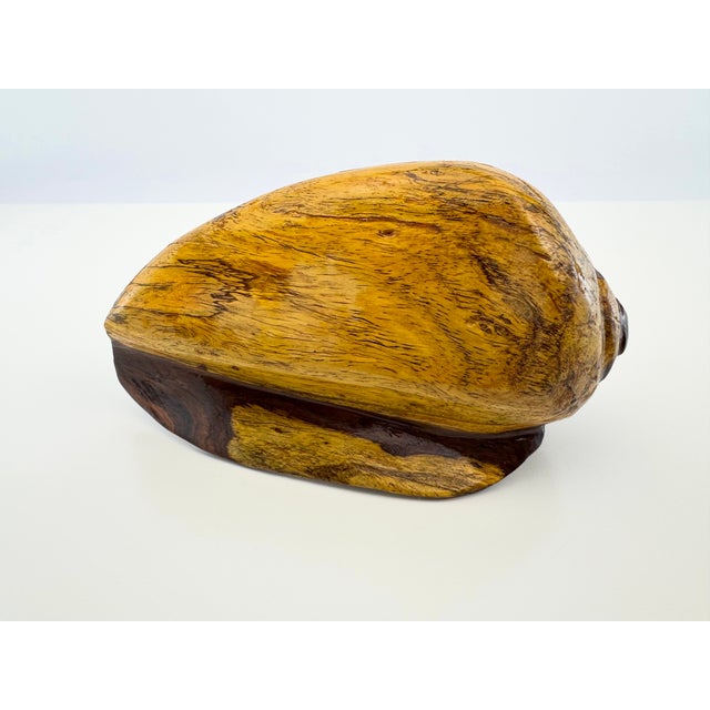 Vintage Hand-Carved Solid Wood Conch Shell Sculpture For Sale - Image 12 of 12