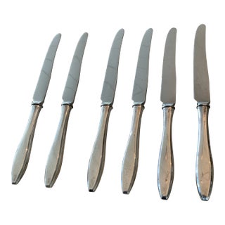 Vintage Mappin & Webb Sterling Silver Knives With Finger Point Stainless Blade - Set of 6 For Sale