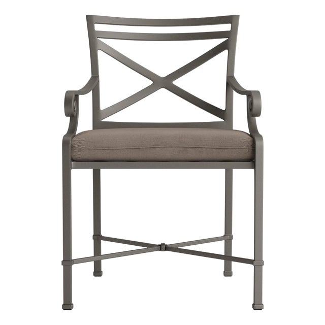 Brown Jordan Venetian Arm Chair, Mica frame with Fusion Taupe fabric For Sale