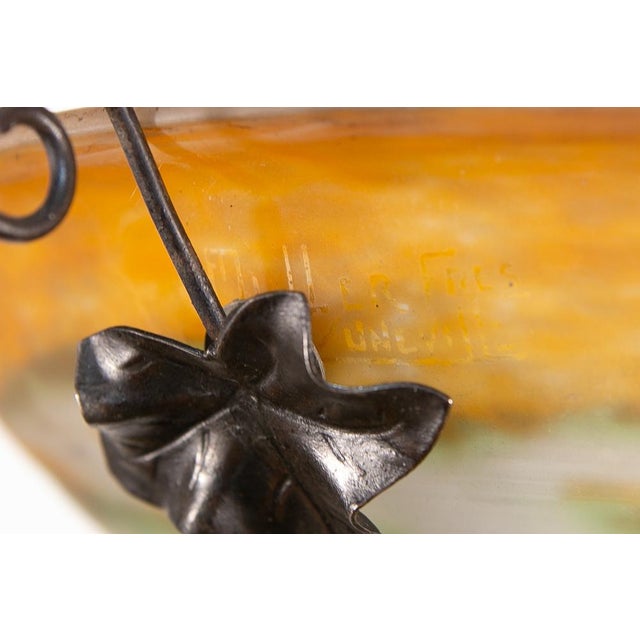 Art Deco Wrought Iron Ceiling Light from Muller Freres Luneville, France, 1930s For Sale - Image 3 of 11