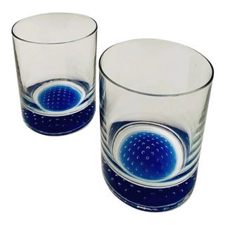 Cobalt Blue Old Fashioned Glasses- Set of 2 For Sale