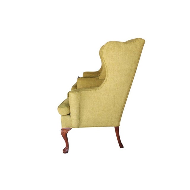 Vintage Queen Anne Style Chenille Wingback Chairs - Set of 2 For Sale In Miami - Image 6 of 14
