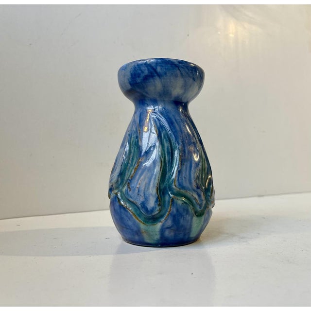 Art Nouveau Pottery Vase of Glazed Ceramics from Møller & Bøgely, Denmark, 1920s For Sale - Image 4 of 9