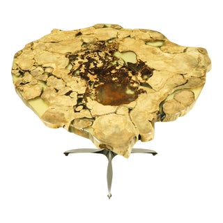 Handcrafted Banyon Wafer Steel Bistro Table For Sale