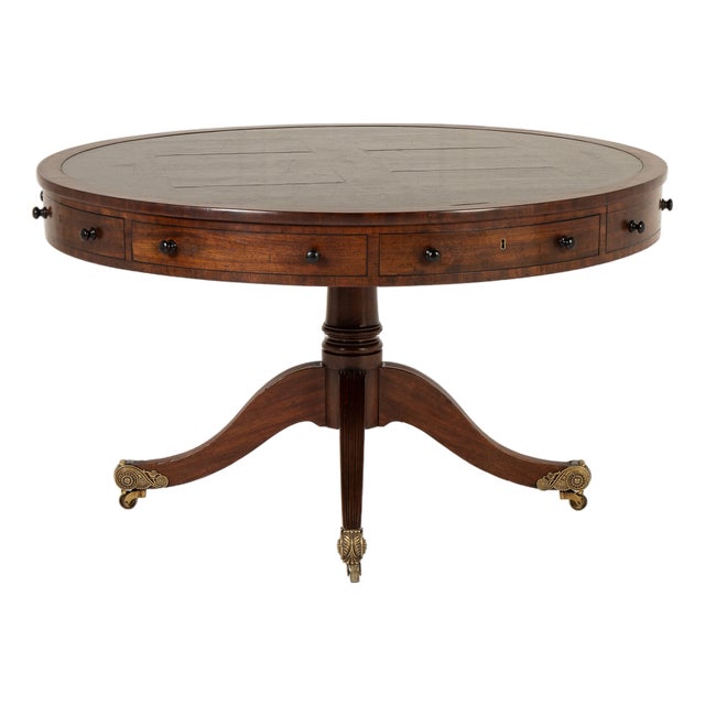 19th Century English Regency Mahogany Drum Table For Sale