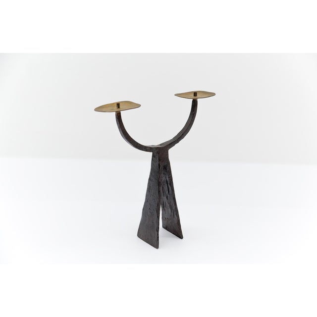 Brutalist Hand-Forged Iron Candleholder, 1960s For Sale - Image 9 of 9