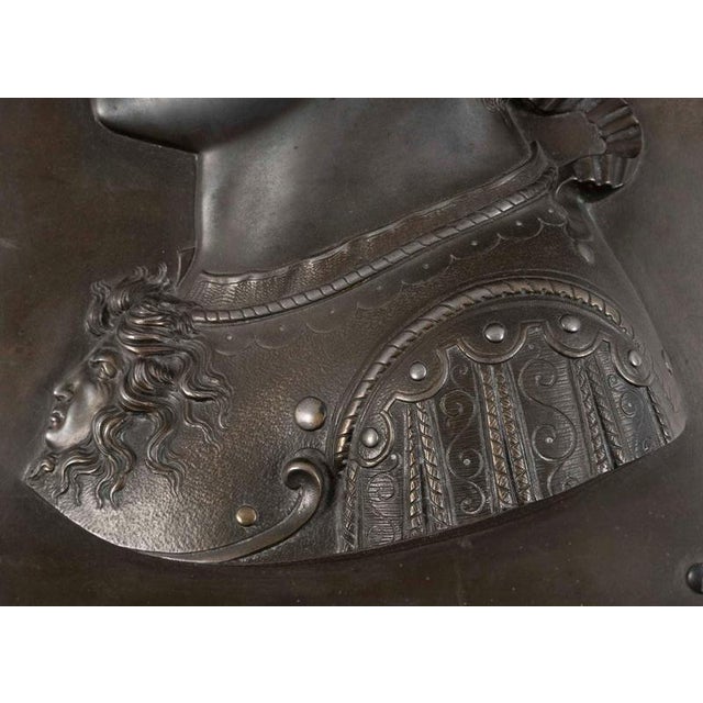 Patinated Metal Bas-Reliefs on Wooden Display Stand, 1800s, Set of 2 For Sale - Image 5 of 11