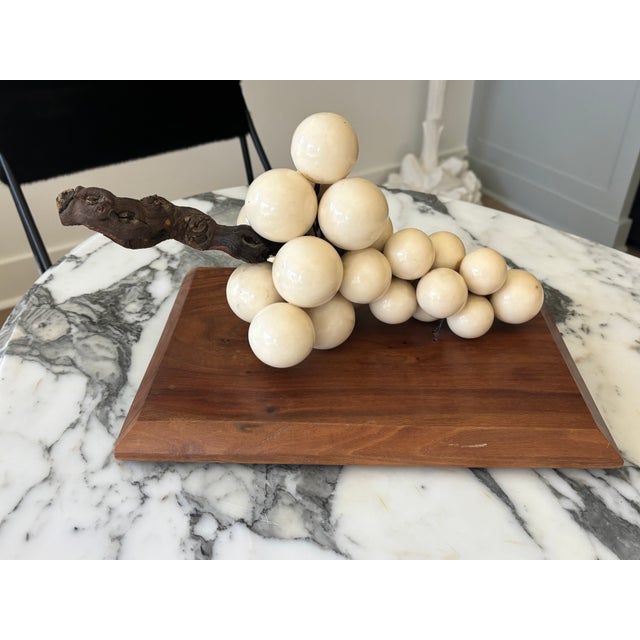 Mid 20th Century Large Scale Mid-Century Grape Cluster Sculpture Mounted to Wood Base For Sale - Image 5 of 18