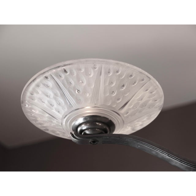 Metal Art Deco French Ceiling Lamp from Muller Frères, 1920s For Sale - Image 7 of 14