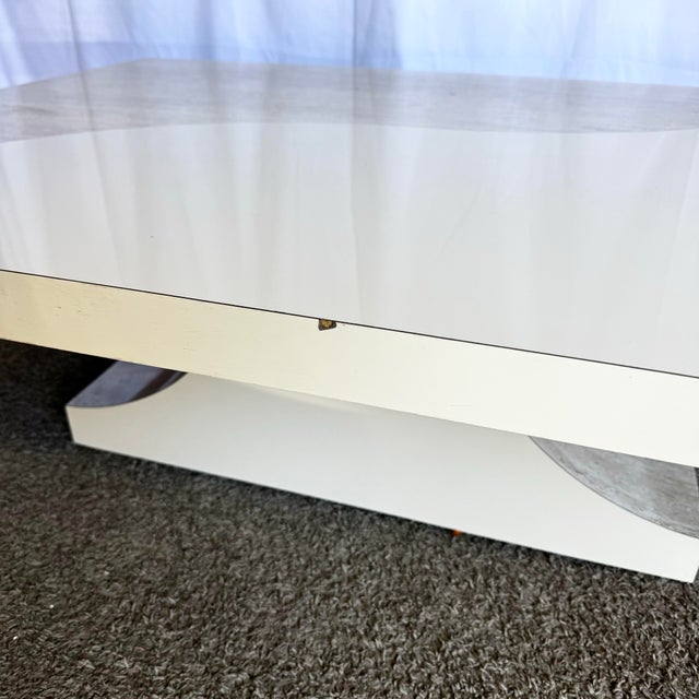 Postmodern Faux Travertine and Cream Laminate Sculpted Coffee Table For Sale - Image 9 of 10