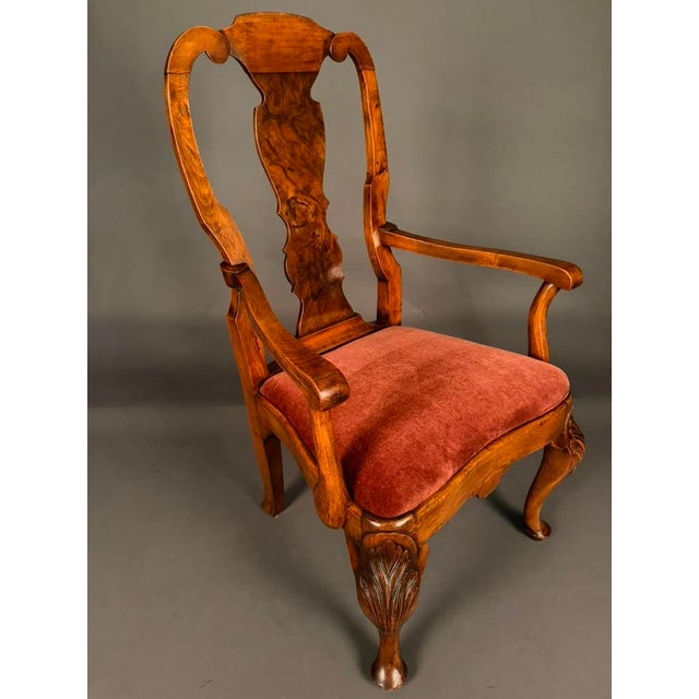 Red Pair of Late 19th Century English Queen Anne Style Armchairs, C. 1890 For Sale - Image 8 of 12