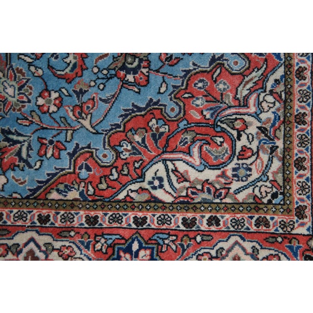 Textile Traditional Red & Blue Geometric Floral Medallion Wool Area Rug Carpet 4 X 7' For Sale - Image 7 of 10