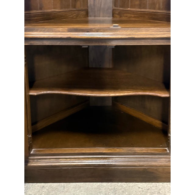 Brown Ethan Allen Royal Charter Oak Corner Cabinet For Sale - Image 8 of 10
