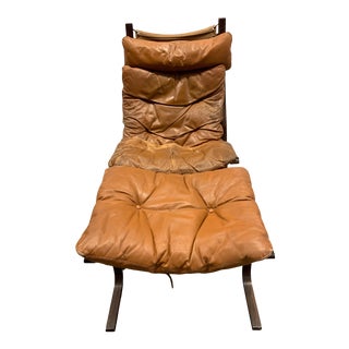 Mid Century Modern Ingmar Relling for Westnofa Siesta High Back Chair With Ottoman For Sale