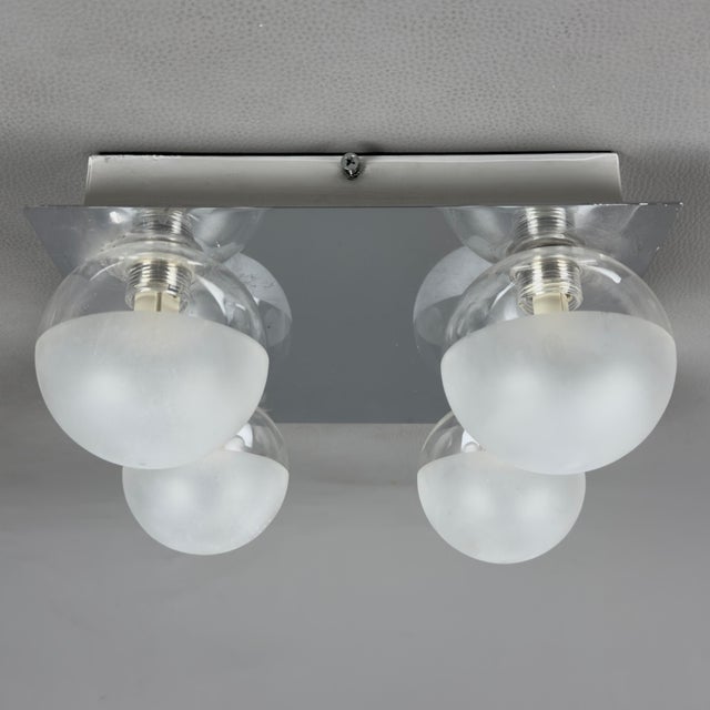 Modern Ceiling Lamp in Chrome and Metal with Glass Bowls For Sale - Image 3 of 11