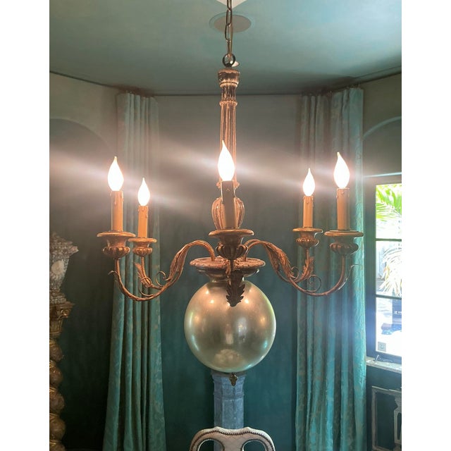 Vintage Regency Mercury Glass Chandelier For Sale - Image 9 of 10