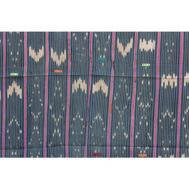 Vintage Baoule African "Turquoise Forest" Ikat Throw For Sale - Image 4 of 6