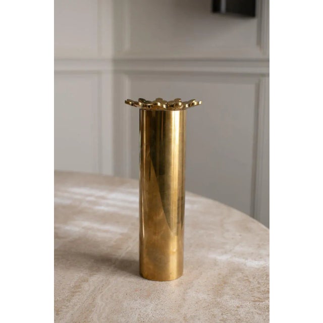 Pierre Forssell 1950s Pierre Forssell Early Brass Vase, Engraved For Sale - Image 4 of 5