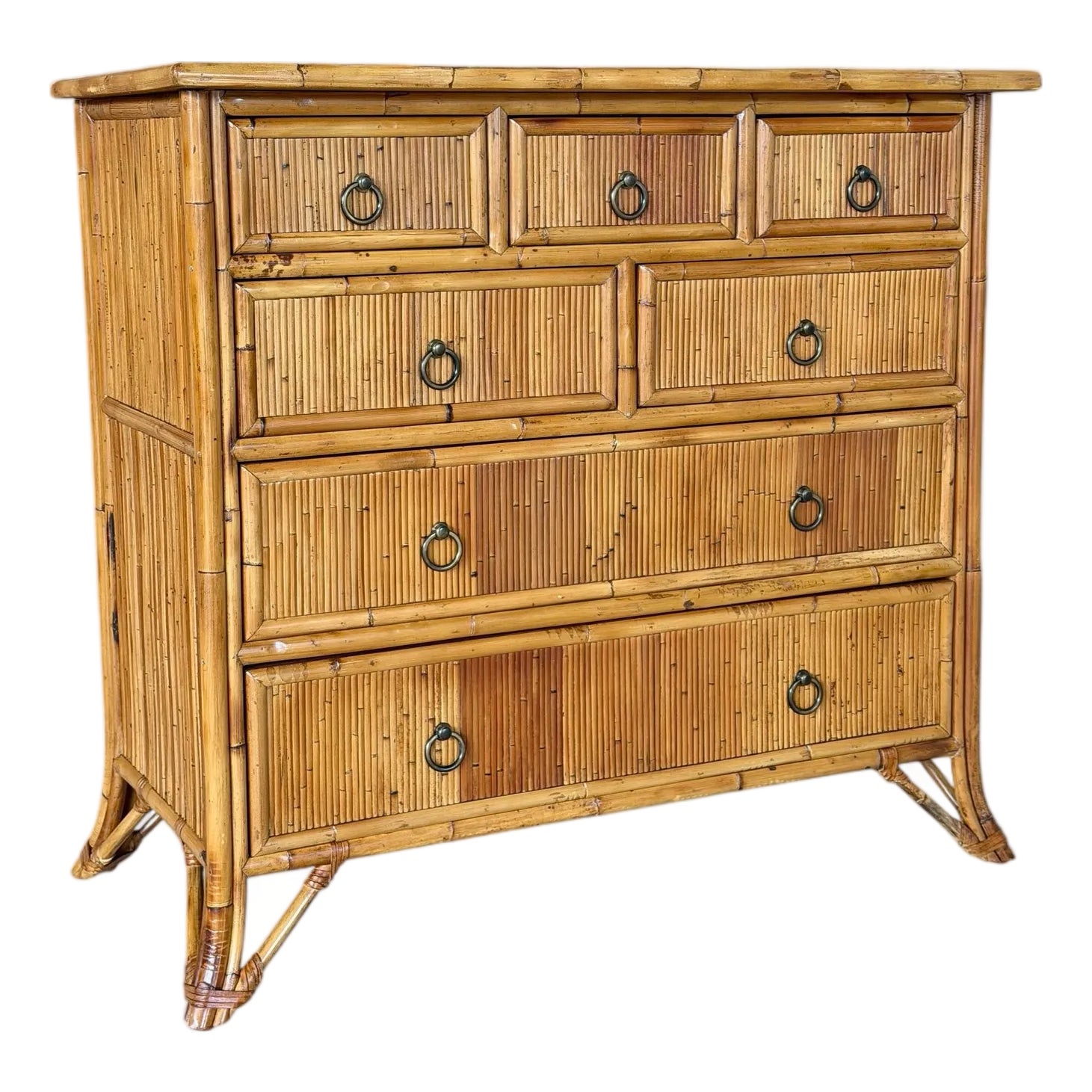 Coastal Organic Modern Split Rattan Chest of Drawers by Milling Road ...