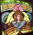 19th Century Stained Glass Window With Painted Angel Portrait in Original Frame For Sale - Image 17 of 17