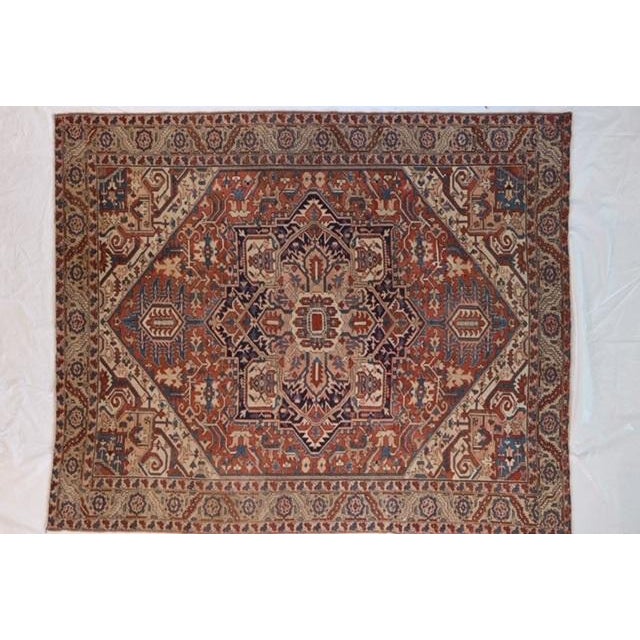 Wool pile genuine hand made antique Persian Serapi-