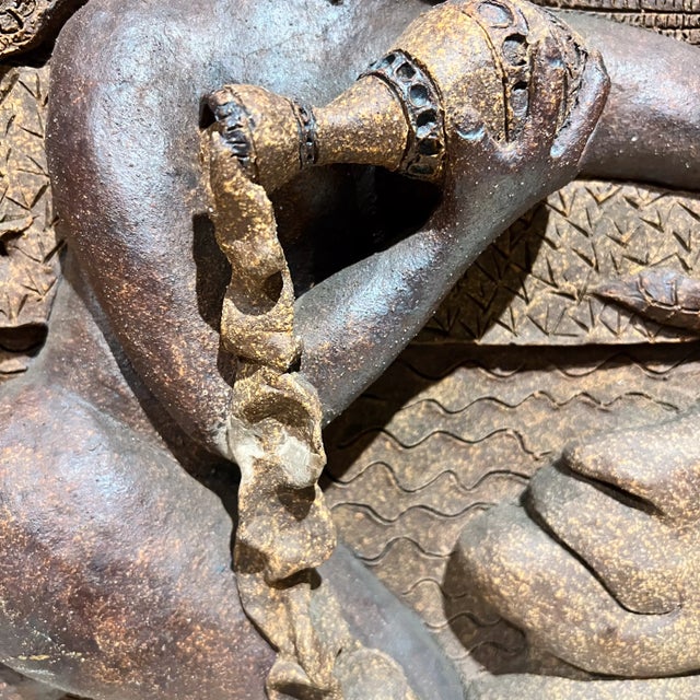 Midcentury Relief Wall Art Ceramic Pottery Sculpture For Sale - Image 11 of 12