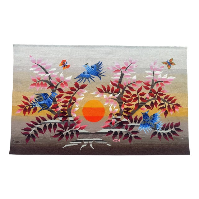 French Tapestry by Michèle Ray Arbre Dor for Aubusson, 1950s For Sale
