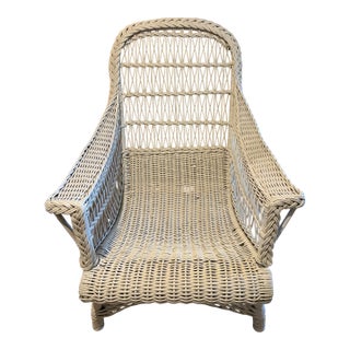 Early 20th Century White Wicker Armchair For Sale