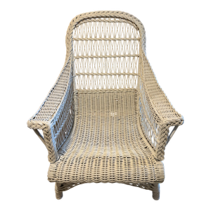Early 20th Century White Wicker Armchair