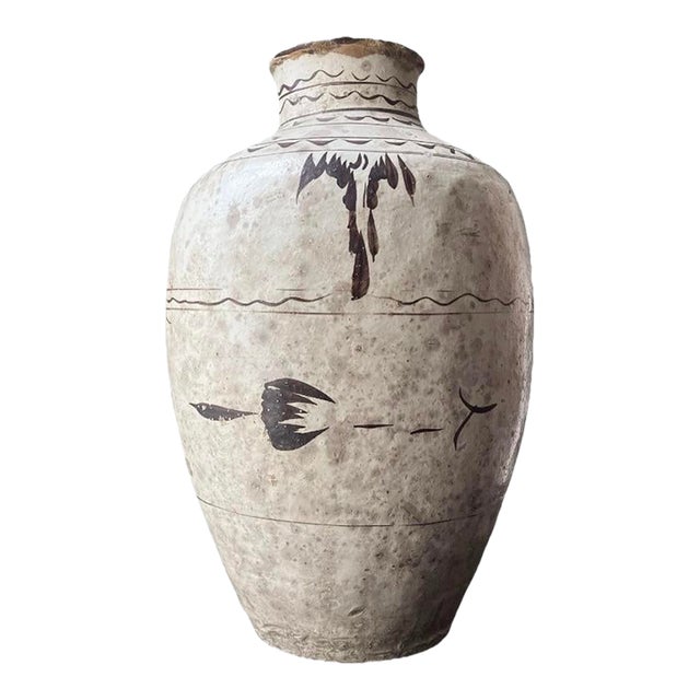 Antique Tall Chinese Cizhou Ware Wine Jar/Vessel/ Vase For Sale