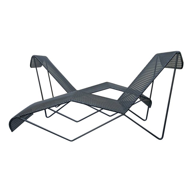 1950s Vintage Milo Baughman Wrought Iron Chaise Lounges A Pair