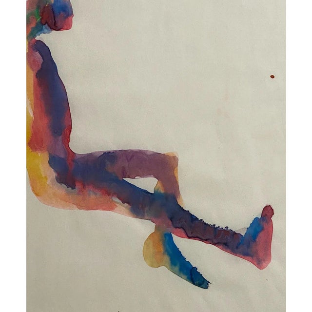 20th Century Vintage Watercolor of a Man For Sale - Image 4 of 5