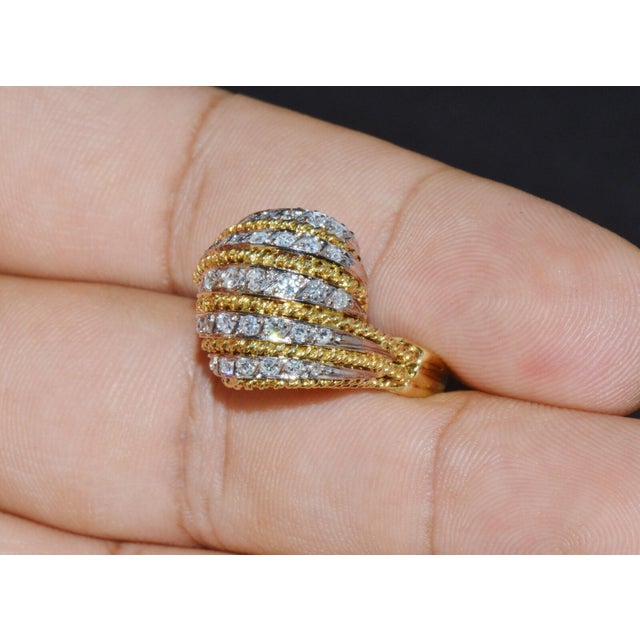 Contemporary Vintage Natural .60Cts VS G Diamond 18K Solid Gold 2 Tone Dome Cocktail Ring, size 7 For Sale - Image 3 of 11