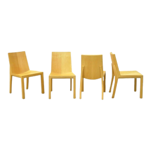 Vintage Postmodern Dakota Jackson Style Maple "Library" Dining Side Chairs - Set of 4