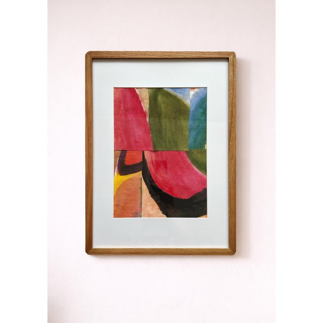This piece made from fragments of fabric, assembled into a small composition of colours, textures and forms. Framed,...