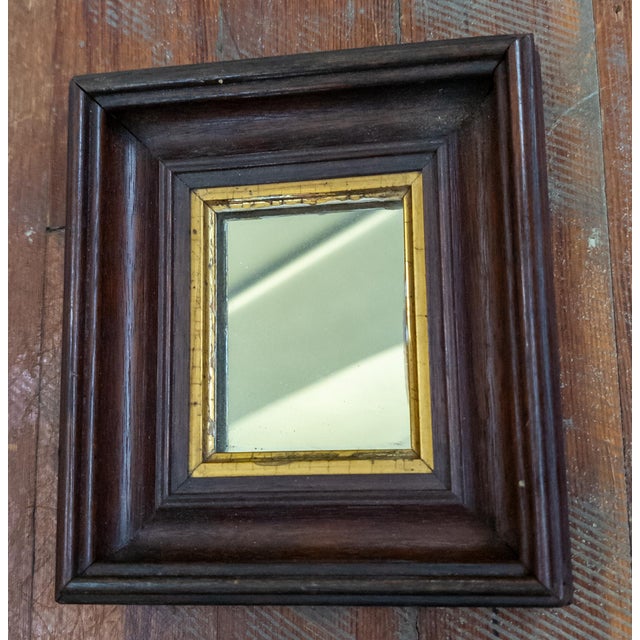 Victorian 19th Century American Victorian Miniature Mirror in Walnut Frame For Sale - Image 3 of 12