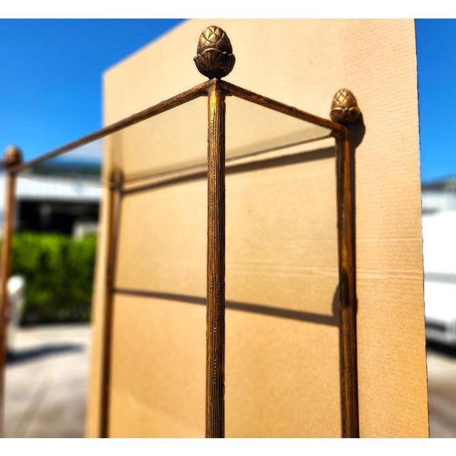 Mid 20th Century Gilt Iron & Glass Faux Bois Étagère Bookcase Shelf Mid Century For Sale - Image 5 of 13