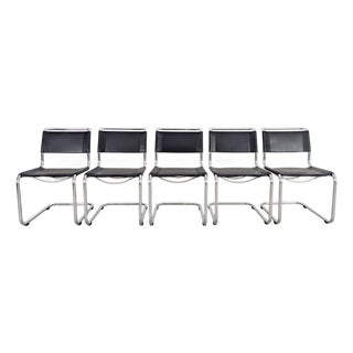 Bauhaus Cantilever Black Chairs S33 by Mart Stam for Thonet, Set of 5 For Sale