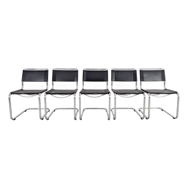 Bauhaus Cantilever Black Chairs S33 by Mart Stam for Thonet, Set of 5 For Sale
